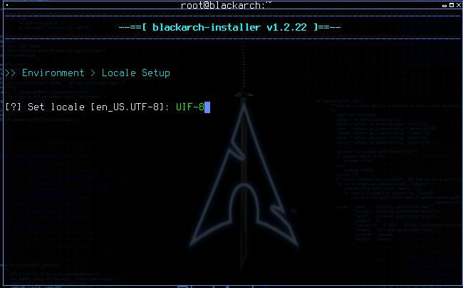آموزش نصب بلک آرچ لینوکس روی ماشین مجازی - انتخاب نوع ورودی UTF-8
